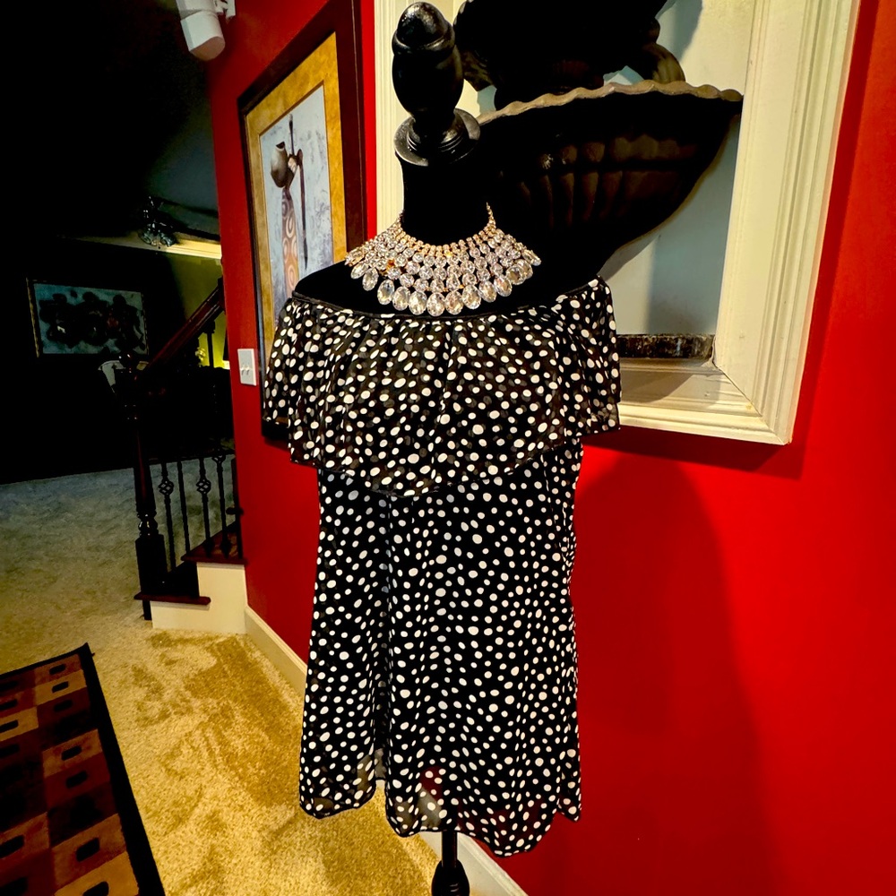 Stylish Black and white Polka Dot Off the shoulder Blouse